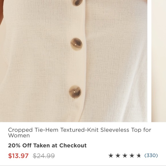 Cropped Tie-Hem Textured-Knit Sleeveless Top - Picture 3 of 3